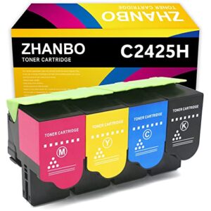 zhanbo remanufactured c2425 c2325 c2535 mc2325 mc2425 mc2535 mc2640 toner cartridge high yield 3,000 pages replacement for lexmark c231hk0 c231hc0 c231hm0 c231hy0(4pack)