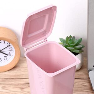 TOYANDONA 4PCS Mini Plastic Trash Can, Storage Bin Desktop Organizer, Wastebasket Trash Can with Lid, Tiny Desktop Waste Garbage Bin for Home Office Kitchen