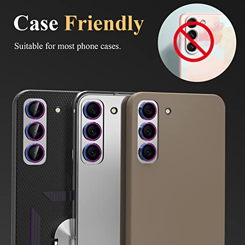 YWXTW for Samsung Galaxy S23 / S23 Plus Camera Lens Protector, Metal Individual Ring and 9H Tempered Glass Camera Screen Protector for Galaxy S23 / S23 Plus 5G