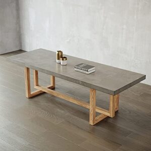 kunmai 63'' dining table concrete grey dining table for 6 rectangle wooden tabletop