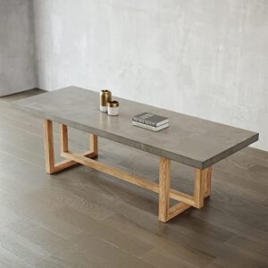 KunMai 63'' Dining Table Concrete Grey Dining Table for 6 Rectangle Wooden Tabletop