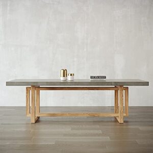 KunMai 63'' Dining Table Concrete Grey Dining Table for 6 Rectangle Wooden Tabletop