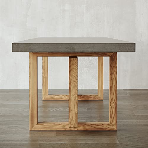 KunMai 63'' Dining Table Concrete Grey Dining Table for 6 Rectangle Wooden Tabletop