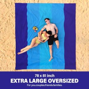 Famstar Beach Blanket Oversized Extra Large 78" X 81",Waterproof Sandproof Beach Blanket 1-7 Adults Lightweight Durable for Travel Camping Hiking Picnic (79" X 83")