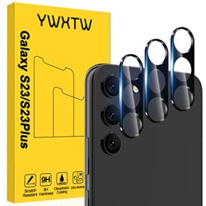 ywxtw 3 pack for samsung galaxy s23 / s23 plus camera lens protector, 9h tempered glass s23/s23 plus camera cover, anti scratch, case friendly