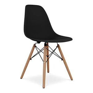 maklaine 17.5 inches plastic and beech wood dining chair in black