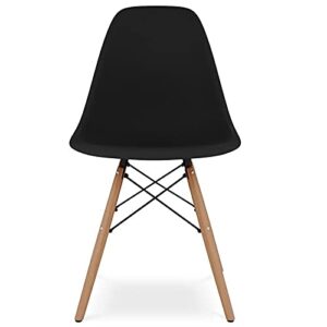 MAKLAINE 17.5 inches Plastic and Beech Wood Dining Chair in Black