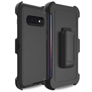 case for samsung galaxy s10e,bisbkrar phone case [military grade] 3 in 1 shockproof rugged protective, heavy duty bumper cover for galaxy s10e(with belt clip) (black)