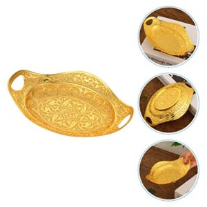 Didiseaon Decorative Metal Serving Tray Golden Snack Plate Fruit Tray European-Style Decorative Tray for Weddings, Upscale Parties, Dessert Table, Cupcake Display