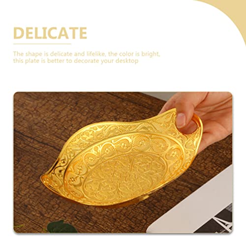 Didiseaon Decorative Metal Serving Tray Golden Snack Plate Fruit Tray European-Style Decorative Tray for Weddings, Upscale Parties, Dessert Table, Cupcake Display