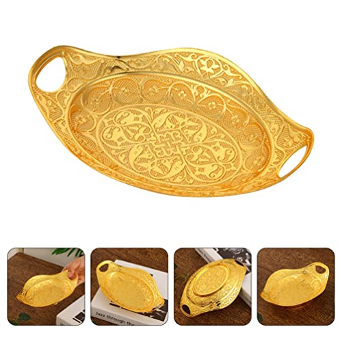 Didiseaon Decorative Metal Serving Tray Golden Snack Plate Fruit Tray European-Style Decorative Tray for Weddings, Upscale Parties, Dessert Table, Cupcake Display