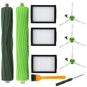 replacement parts accessories compatible with irobot roomba i3 i3+ i4 i6 i6+ i7 i7+ i8+/plus e5 e6 e7 i, e&j series vacuum cleaner, 1 set multi-surface rubber brushes, 3 air filters ＆ 3 side brushes.
