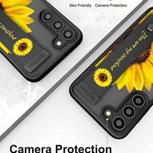 Cisland Samsung Galaxy A14 Case Sunflower Flower Floral Cute with Strap Stand Finger Kickstand, Cute Case for Women Girly Designer for Girls Aesthetic Silicone Compatible with Samsung Galaxy A14 5g