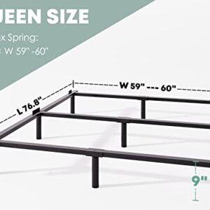 RLDVAY Queen-Bed-Frame, 9 Inch Metal Bed-Frame-Queen for Box Spring, Quick & Easy Assembly, Heavy Duty Queen Size Bed Frame Noise Free, Black