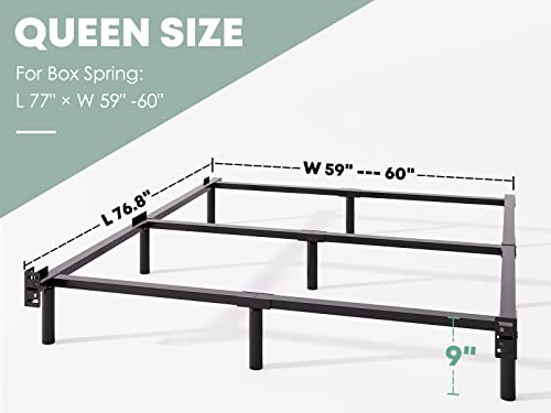 RLDVAY Queen-Bed-Frame, 9 Inch Metal Bed-Frame-Queen for Box Spring, Quick & Easy Assembly, Heavy Duty Queen Size Bed Frame Noise Free, Black