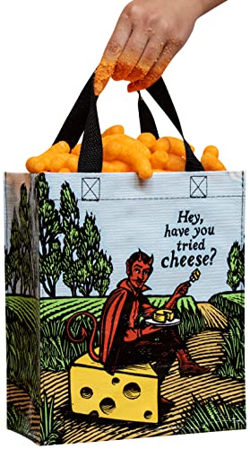 Blue Q Hey, Have You Tried Cheese? Handy Tote from Reusable lunch bag, little tote, gift bag, easy-to-wipe-clean, 95% recycled material, 10" h x 8.5" w x 4.5" d