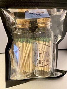 apothecary safety match twin pack w/reusable (40ml) glass vial(2) with cork lid, 25ct go green per vial(50)+25ct refill=75ct total