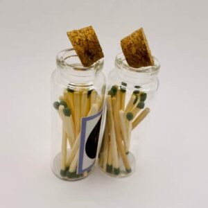 APOTHECARY SAFETY MATCH TWIN PACK W/REUSABLE (40ML) GLASS VIAL(2) WITH CORK LID, 25CT GO GREEN PER VIAL(50)+25CT REFILL=75CT TOTAL