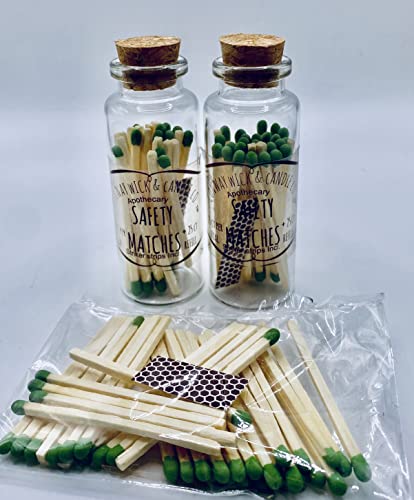 APOTHECARY SAFETY MATCH TWIN PACK W/REUSABLE (40ML) GLASS VIAL(2) WITH CORK LID, 25CT GO GREEN PER VIAL(50)+25CT REFILL=75CT TOTAL