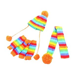 POPETPOP Dog Costume Towel Set 6Pcs s Hat Scarf Leg Warmers Set - Winter Warm Small Dogs Striped Knitted Clothes for Puppy Dogs Cats Towel Sets Dog Christmas Scarf