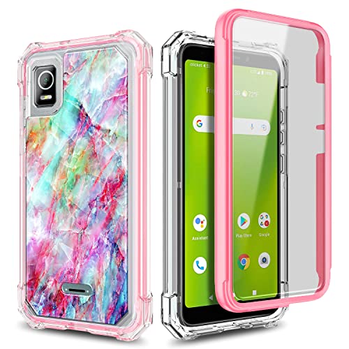 NZND Compatible with AT&T Calypso 3 (U328AA) Case with [Built-in Screen Protector], Full-Body Shockproof Protective Rugged Bumper Cover, Impact Resist Durable Phone Case (Marble Design Fantasy)