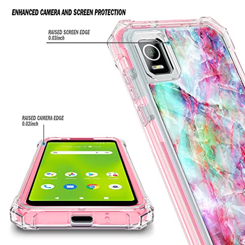 NZND Compatible with AT&T Calypso 3 (U328AA) Case with [Built-in Screen Protector], Full-Body Shockproof Protective Rugged Bumper Cover, Impact Resist Durable Phone Case (Marble Design Fantasy)