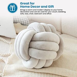 Soft Knot Ball Round Pillows, Comfortable Throw Pillow Cushion Home Decoration Plush Pillow, Handmade Throw Pillow Round Plush Pillow | 8 inches,Ivory