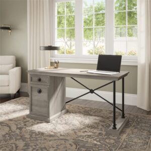 Bush Furniture Coliseum Designer Desk with Storage, Home Office Computer, 60W, Driftwood Gray