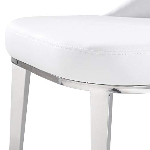 Zuri Furniture Modern Norma Dining Chair - White with Polished Stainless Steel Base
