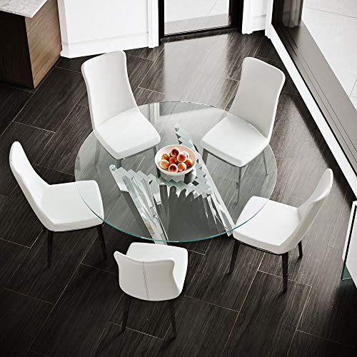 Zuri Furniture Modern Norma Dining Chair - White with Polished Stainless Steel Base