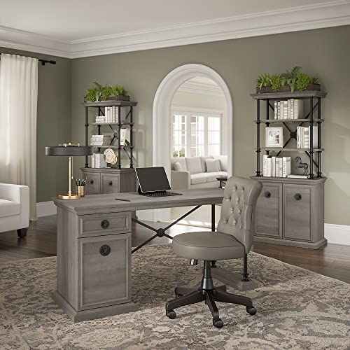 Bush Furniture Coliseum Designer Desk Set with Office Chair, 60W, Driftwood Gray