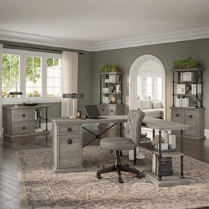 Bush Furniture Coliseum Designer Bookcase with Doors (Set of Two) in Driftwood Gray