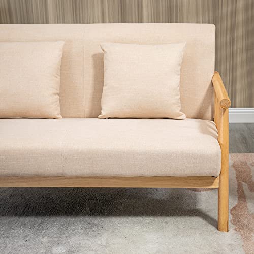 HOMCOM 48" 2-Seater Couch for Small Spaces, Modern Loveseat Sofa for Bedroom, Living Room Furniture, & More, Upholstered Small Couch, Beige