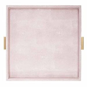 Large Blush Sting Tray – by Alice Lane Home Collection – Pink Blush – Gold Finished Handles – Modern Elegant Decorative Tray – Home Décor, Kitchen, Bathroom, and Coffee Table