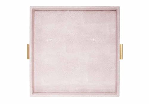 Large Blush Sting Tray – by Alice Lane Home Collection – Pink Blush – Gold Finished Handles – Modern Elegant Decorative Tray – Home Décor, Kitchen, Bathroom, and Coffee Table