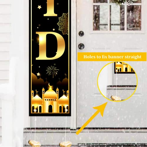 2 In 1 Ramadan and Eid Door Banner, Ramadan and Eid Decorations for Home, Ramadan Banner Decorations, Eid Mubarak Door Sign, Ramadan Door Decoration, Eid Mubarak Door Banner for Indoor Outdoor tineit