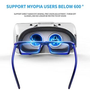 3D HD VR Glasses, 360° Panoramic View, Soft and Comfortable, Support Myopia Users Below 400 °, Suitable for The Current Smart Phone, 4.7-6.5 Inch Mobile Phone