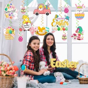 36 Pcs Easter Decorations Hanging Swirls, NO-DIY Easter Party Decorations, Easter Party Supplies Whirls Glitter Foil Ceiling Swirls, Easter Hanging Decorations