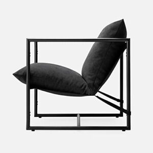 ZINUS Aidan Sling Accent Chair / Metal Framed Armchair with Shredded Foam Cushioning, Black