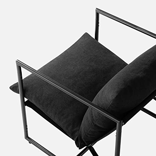 ZINUS Aidan Sling Accent Chair / Metal Framed Armchair with Shredded Foam Cushioning, Black