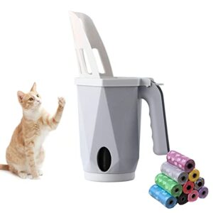 ypjx cat litter scoop, integrated detachable deep litter scooper with waste container cat litter scooper with 150 bag cat litter disposal system