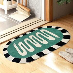 jackcsale oval area rug 39.4 x 47.2 inches washable nursery rug kids playmat rug , faux cashmere striped rug for living room, kitchen, dining room, bedroom.