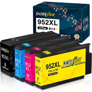 doreink 952 952xl ink cartridge combo pack compatible replacements for hp officejet pro 8710 7740 8720 8715 8210 8740 8702 7720 8725 8700 8730 printer ink (1 black 1 cyan 1 yellow 1 magenta,4pack)