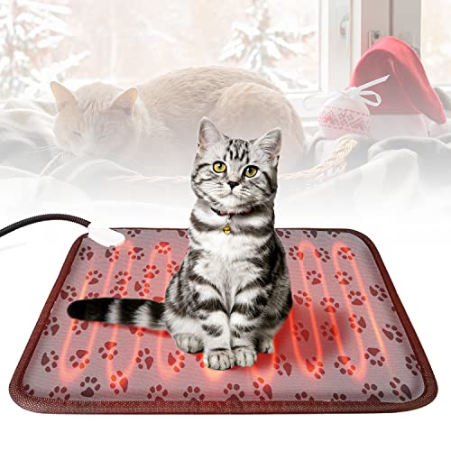 Pet Heating Pad,Adjustable Temperature Dog Cat Heating Pad,Waterproof Indoor Pet Heating Pads for Cats Dogs with Chew Resistant Cord,Electric Pads for Dogs Cats, Pet Heated Mat(Grey Footprints)