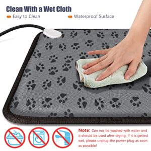 Pet Heating Pad,Adjustable Temperature Dog Cat Heating Pad,Waterproof Indoor Pet Heating Pads for Cats Dogs with Chew Resistant Cord,Electric Pads for Dogs Cats, Pet Heated Mat(Grey Footprints)