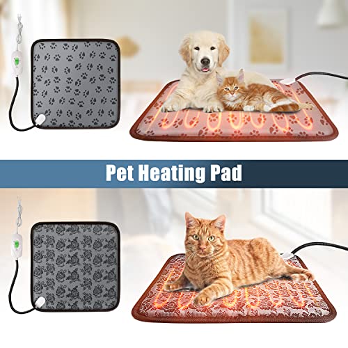 Pet Heating Pad,Adjustable Temperature Dog Cat Heating Pad,Waterproof Indoor Pet Heating Pads for Cats Dogs with Chew Resistant Cord,Electric Pads for Dogs Cats, Pet Heated Mat(Grey Footprints)