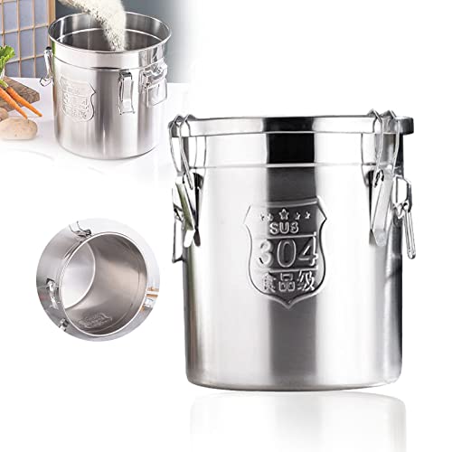 Titunjian Stainless Steel Containers With Lids Kitchen Canisters Rice Cereal Grain Coffee Bean Container Oil Milk Storage Bucket Sealed Food Storage Canisters (12L)