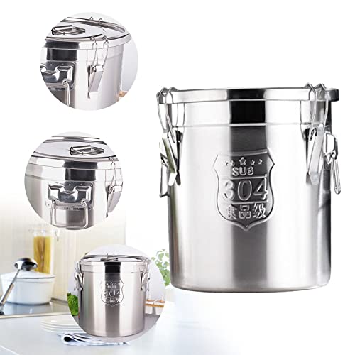 Titunjian Stainless Steel Containers With Lids Kitchen Canisters Rice Cereal Grain Coffee Bean Container Oil Milk Storage Bucket Sealed Food Storage Canisters (12L)