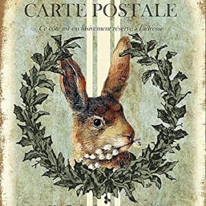 Weasval French Rabbit Carte Postale Vintage Tin Sign Novelty Funny Home Family Friend Gift Bathroom Courtyard Bar Pub 8x12 Inch