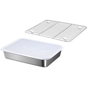 yardwe refrigerator dumpling box with lid stainless steel stackable fridge food storage containers fresh keeping food tray for fruit vegetables bacon meat cheese keeper